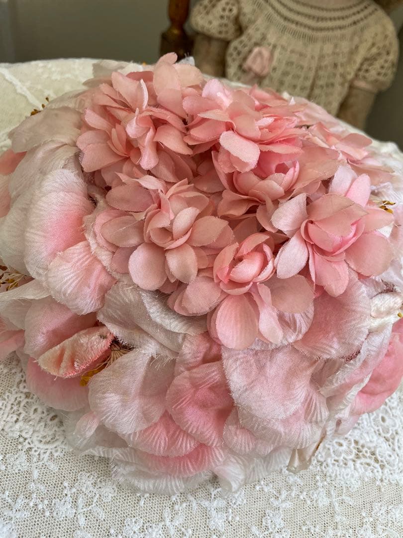 〜♡〜断捨離SALE品〜♡〜フランスアンティーク 布花 いっぱいのハット