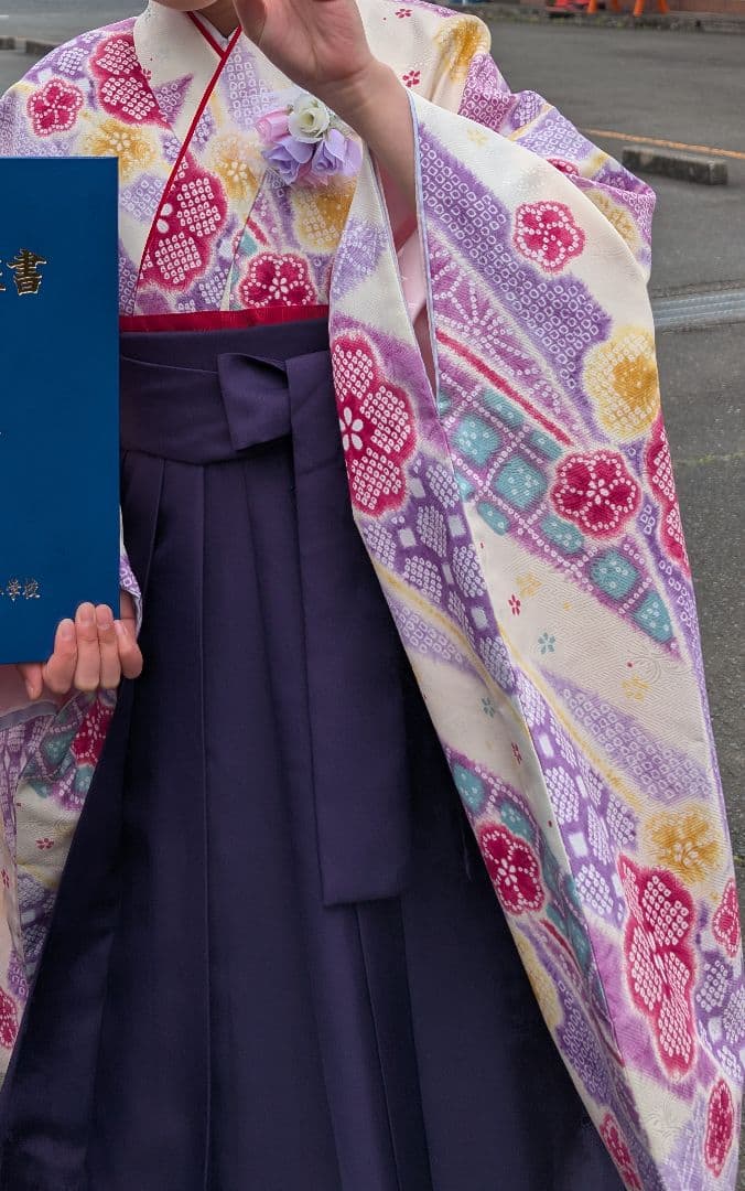 花柄着物・袴セット　150 小学校卒業式