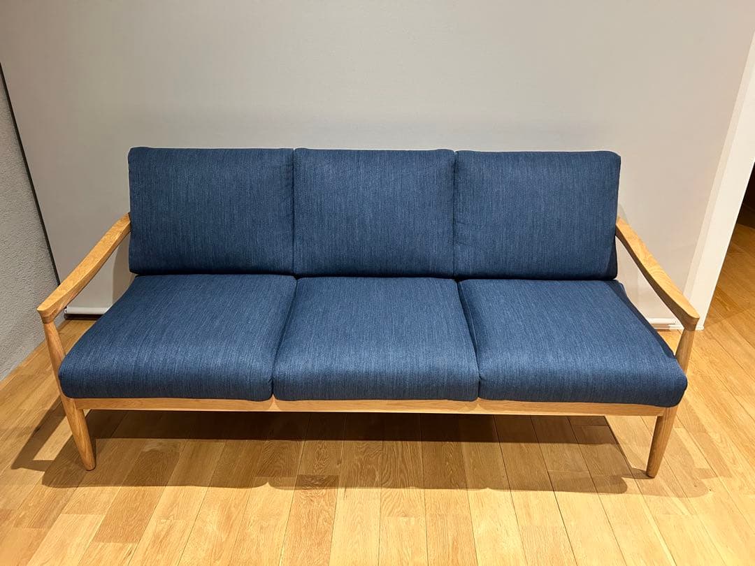 ペーパーナイフソファ風　3人掛け　ネイビー