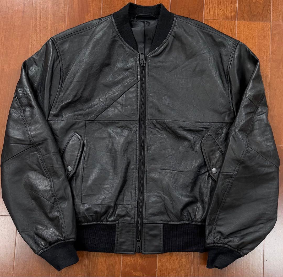 ジャケット・アウター Vintage Black Lamb Leather MA-1 TEENAGER