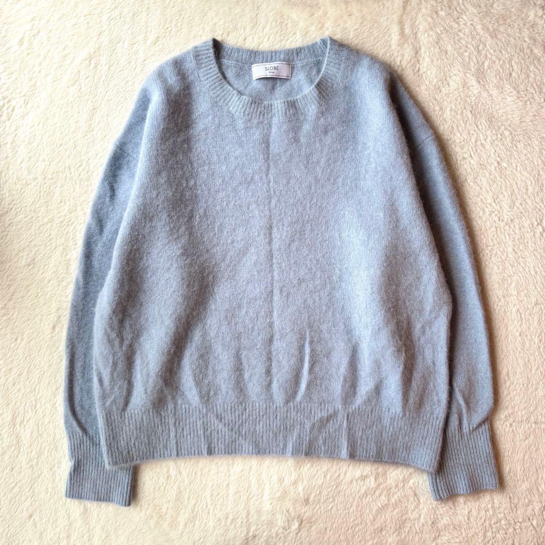 24AW SLOBE IENA フォックスウールカシミヤプルオーバー ブルー