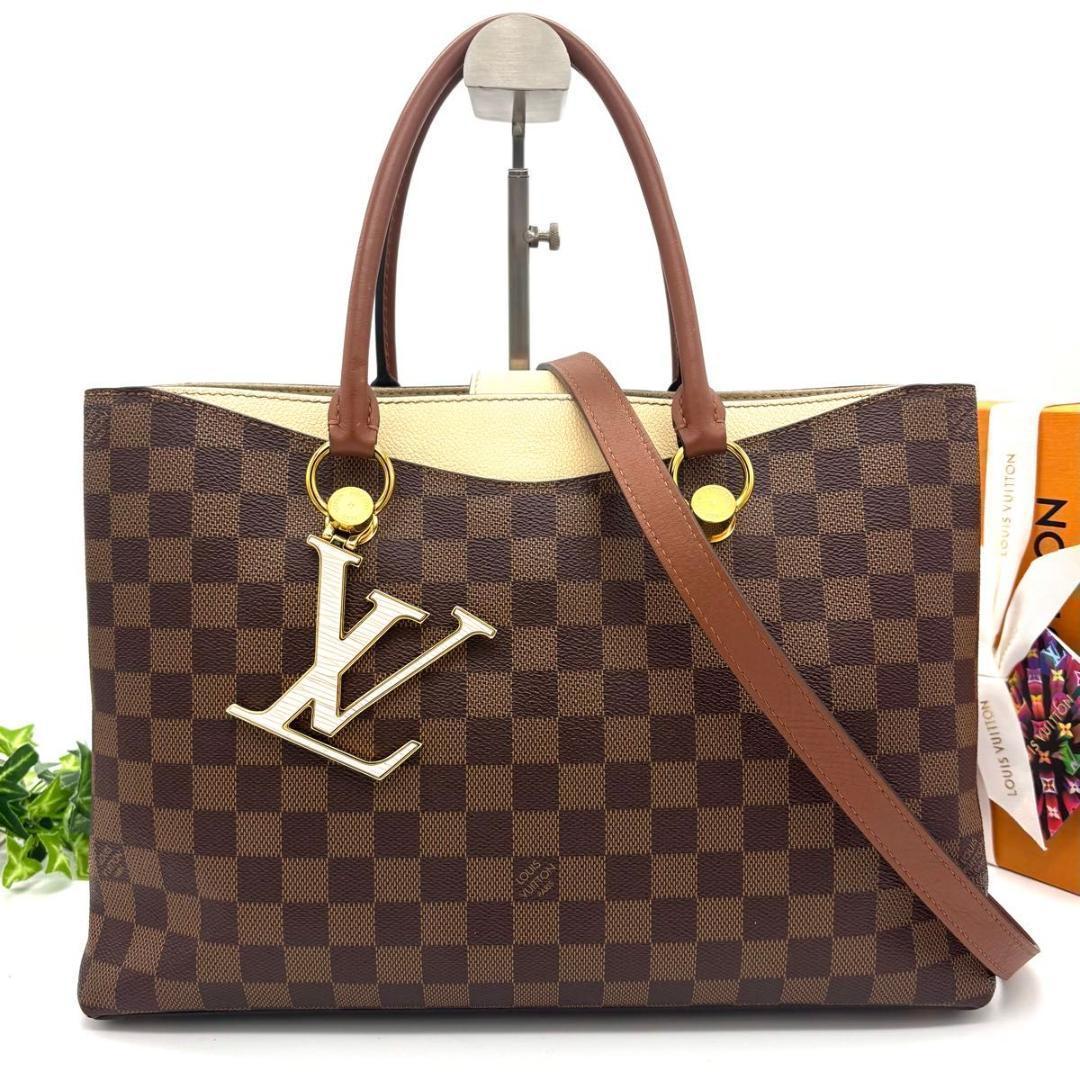 ルイヴィトン LVリバーサイド ダミエ クレーム トートバッグ ショルダー