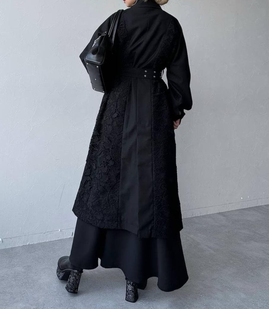 【美品】HARE　レースキリカエトレンチコート　ブラック　ベルト付