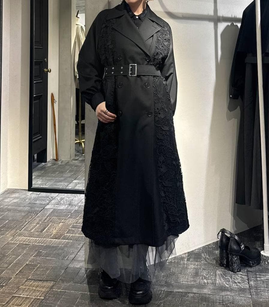 【美品】HARE　レースキリカエトレンチコート　ブラック　ベルト付