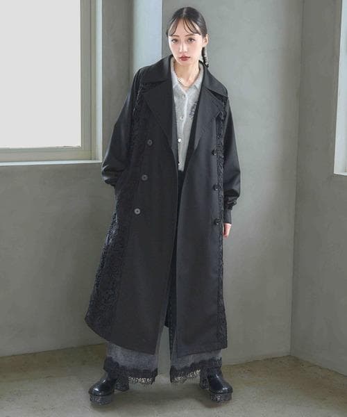 【美品】HARE　レースキリカエトレンチコート　ブラック　ベルト付