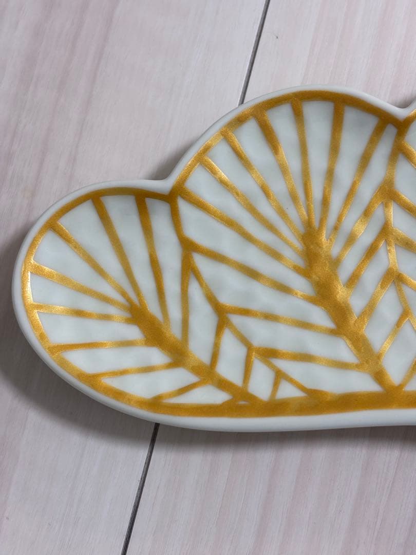 【新品】有田焼　幸楽窯　松葉形前菜皿　緑白6枚セット