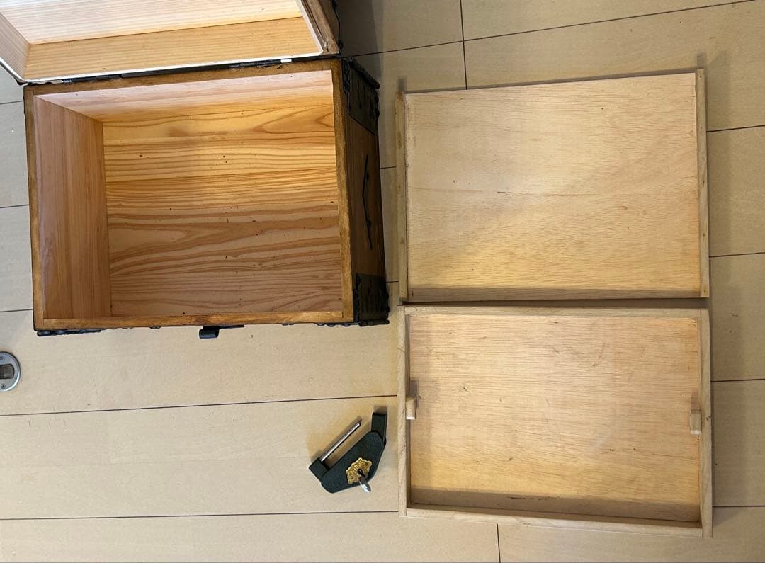 アンティーク調　銭箱　カラクリ二重底