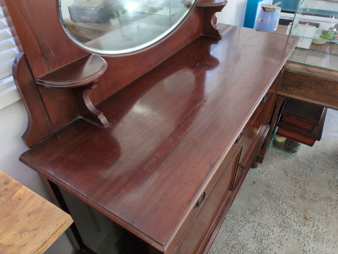 イギリスアンティーク ドレッサー シェルフ 鏡台 猫足