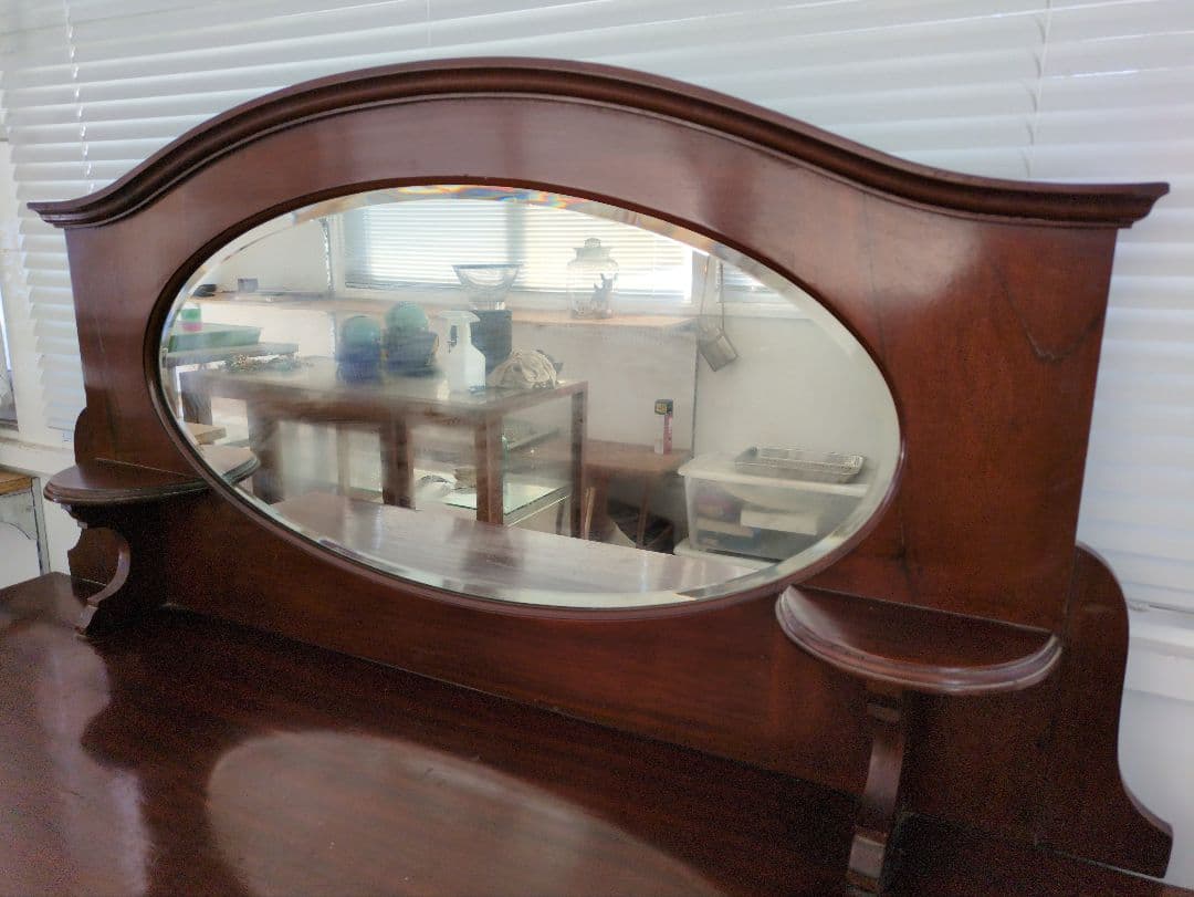 イギリスアンティーク ドレッサー シェルフ 鏡台 猫足