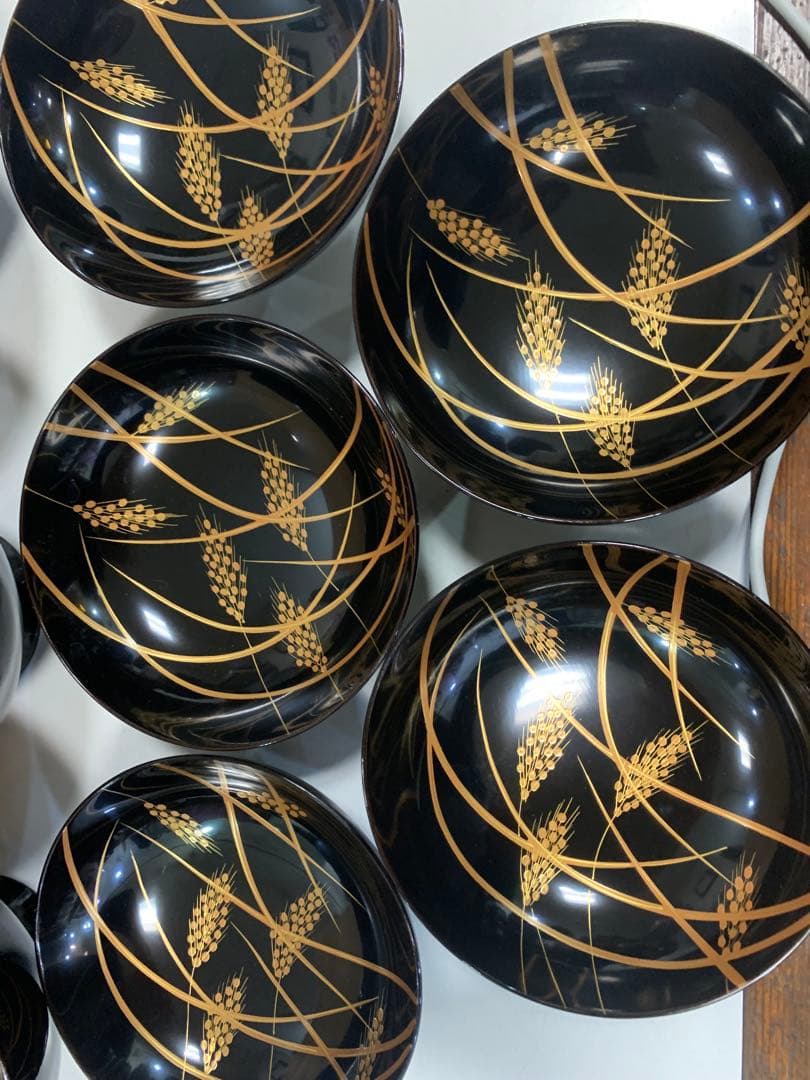 京漆匠　象彦　吸物椀　稲穂　五客