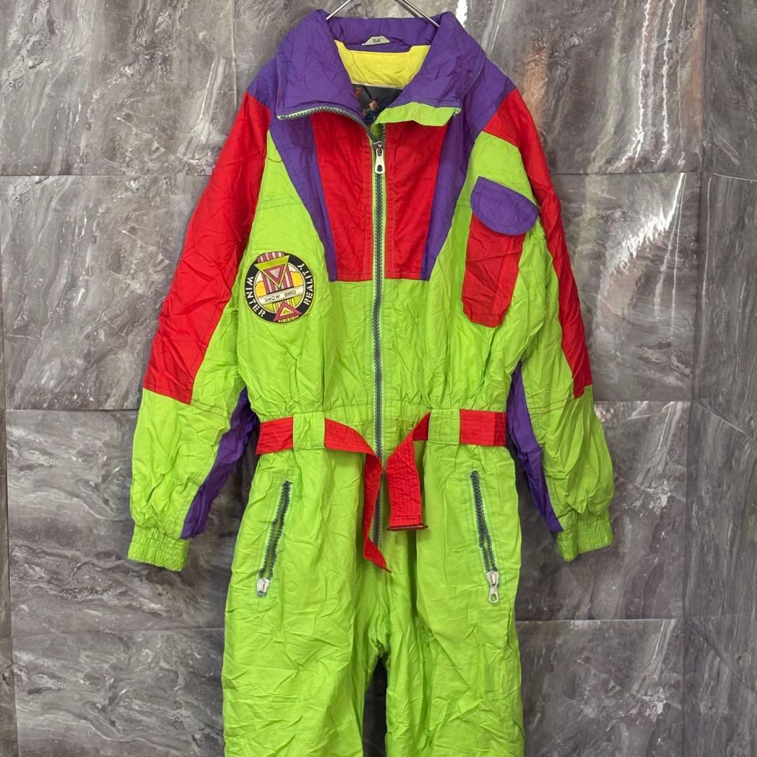 【希少/イタリア製】80s-90s スキーウェア つなぎ ネオンカラー