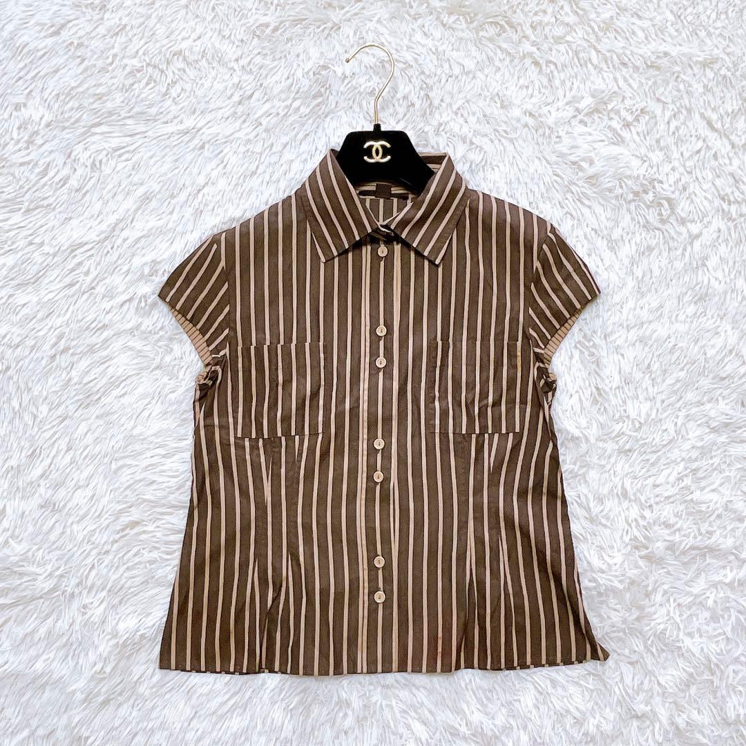 ルイヴィトン ストライプ シャツ　ブラウン　ベージュ