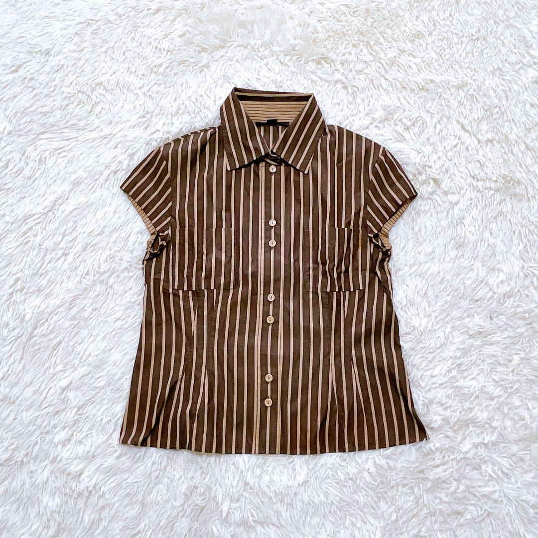ルイヴィトン ストライプ シャツ　ブラウン　ベージュ