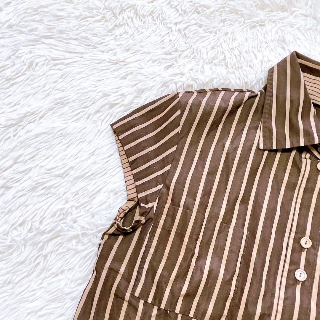 ルイヴィトン ストライプ シャツ　ブラウン　ベージュ
