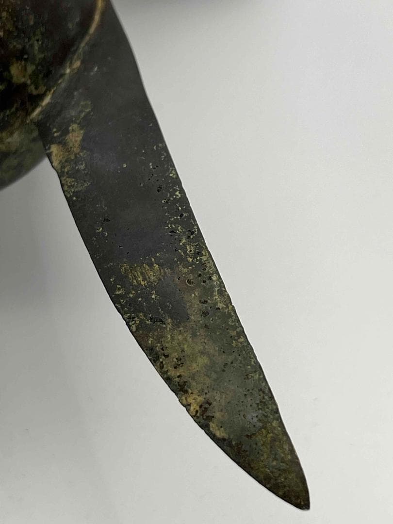 明時代 銅饕餮紋角型爵　酒杯　鑑賞物　置物　唐物　中国古玩(E-67)