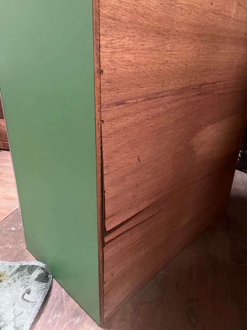 食器棚 緑 飾り棚 水屋 レトロポップ 昭和レトロインテリア 当時物