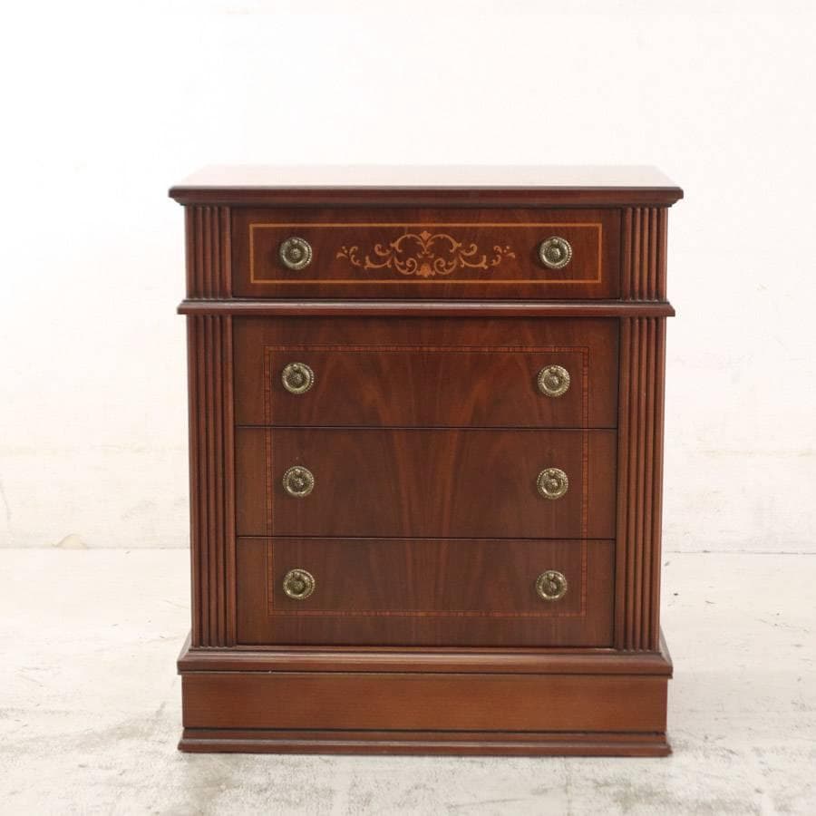 イタリア製クラシカル家具 象嵌細工 サイドチェスト 引き出し4段 H63cm