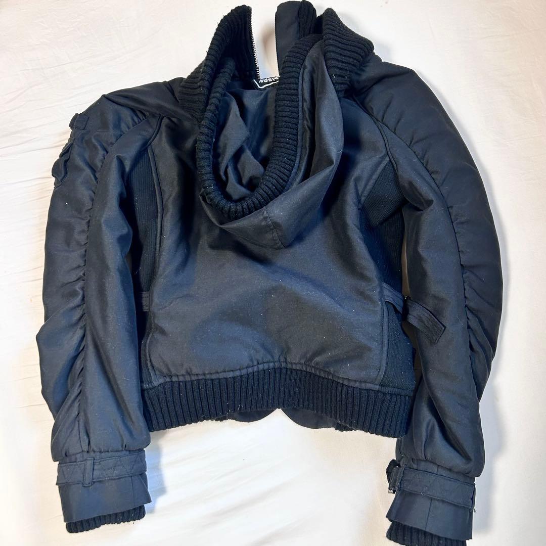 フード付きブラックミリタリージャケットy2k archive