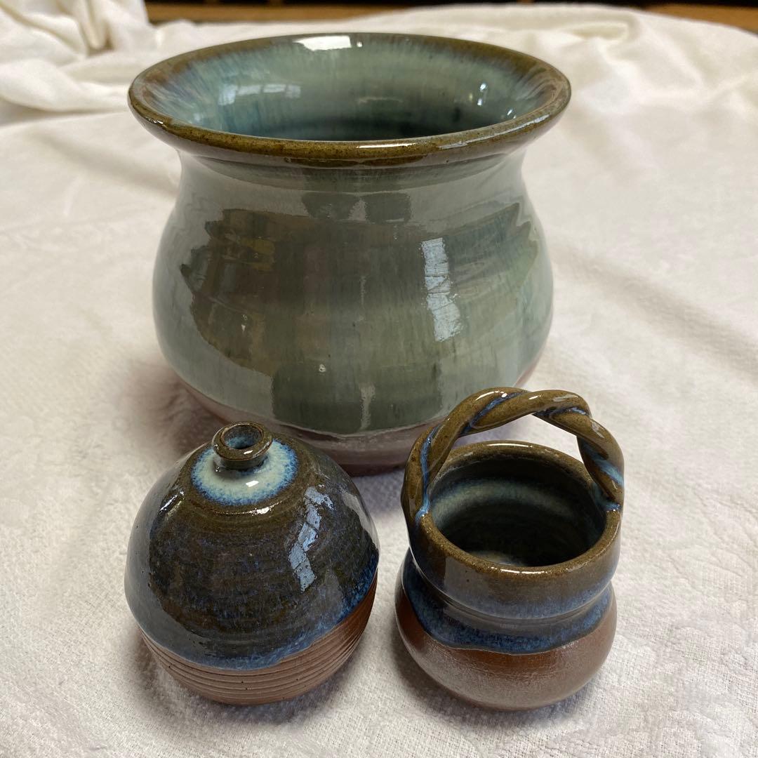 楢岡焼 一輪挿し 爪楊枝入れ 壺