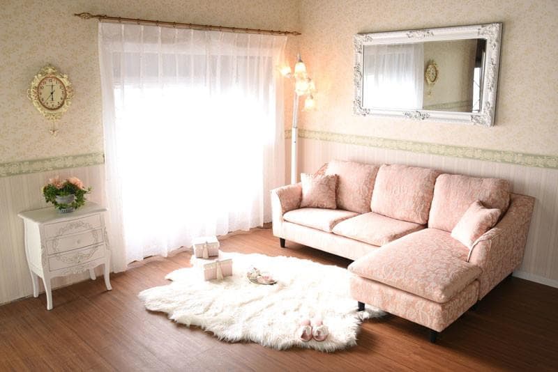 フラワーピンク 3WAYカウチソファー オットマン付　ピンクｘ白の花柄　３人掛け