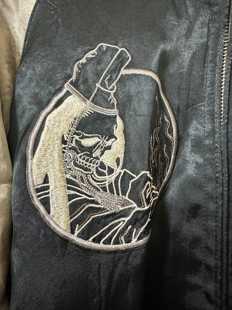 【未使用・美品】花旅楽団 スカジャン SSJ-002 白拍子 髑髏 リバーシブル