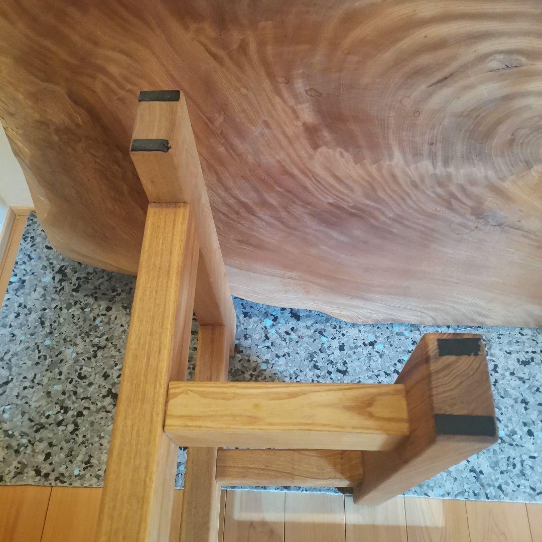 TK 　一枚板　ダイニングテーブル　とちの木　樹洞(うろ)有り　個性的