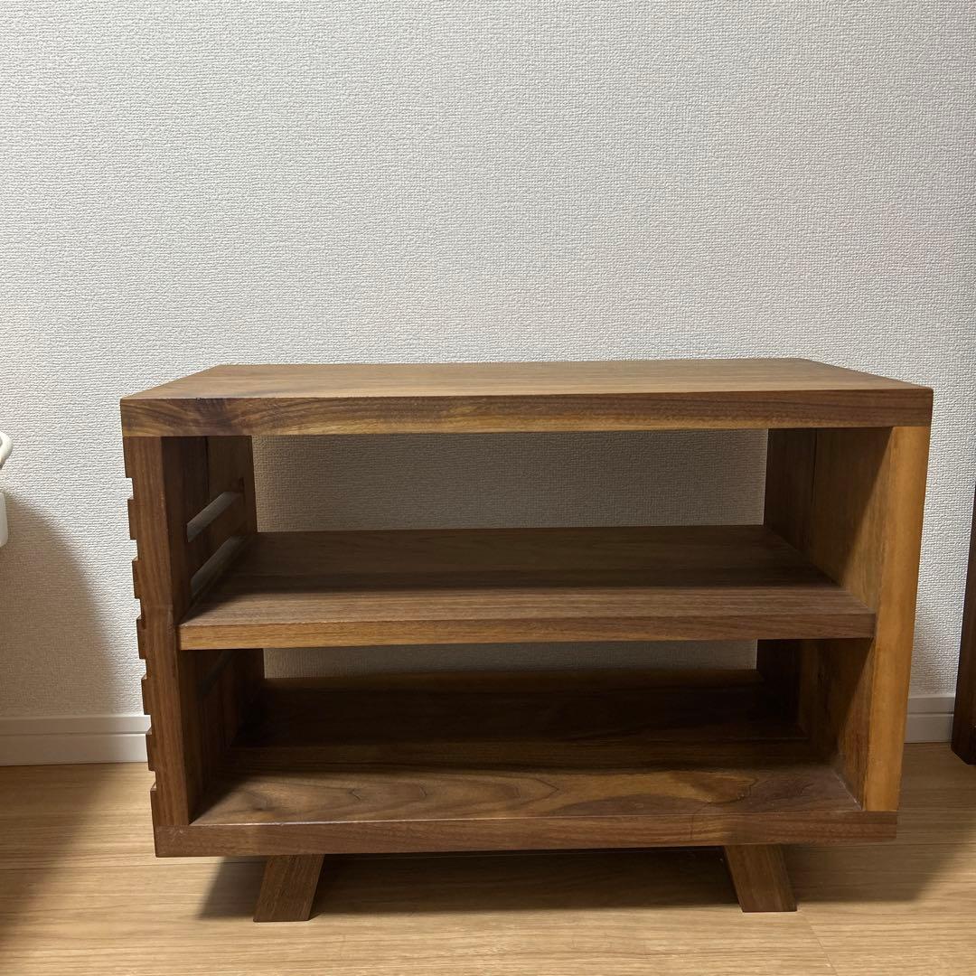 木製サイドテーブル チーク材　ナイトテーブル　テレビボード　無垢材