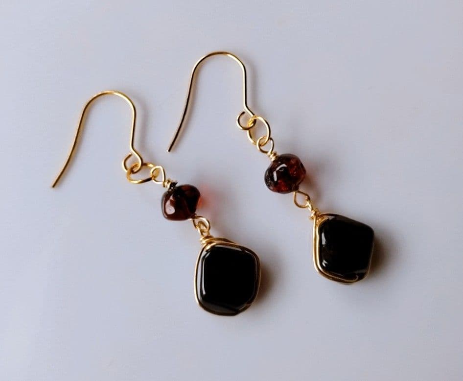 Kgf14 希少 天然 リトアニア産 バルティックアンバー シェリー ピアス