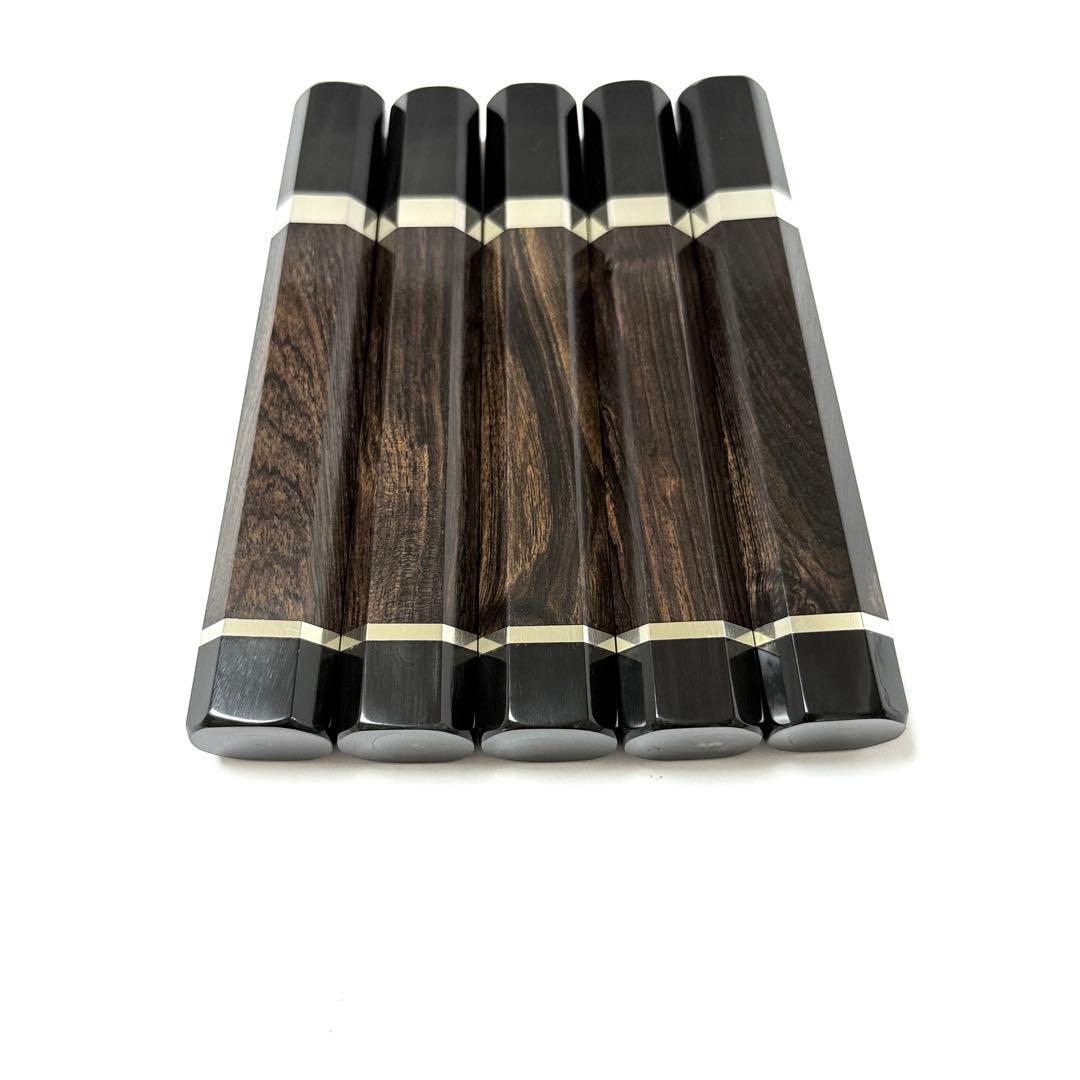 5本セット 二段銀巻 黒水牛角 フグ引き300 黒檀八角柄 フグ引き尺 包丁の柄