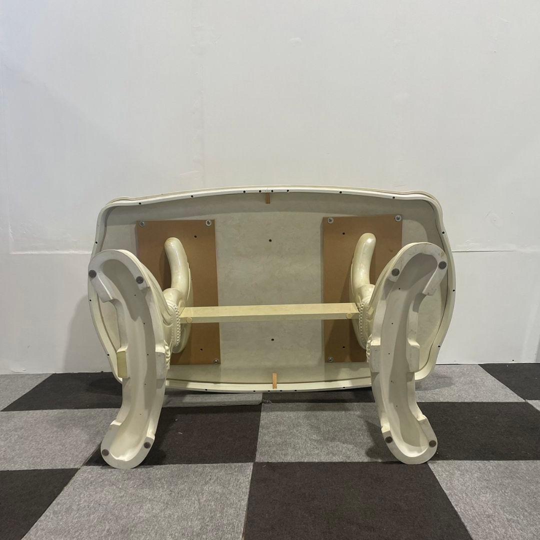 イタリア ロココ調 アンティーク調 白家具 大理石 テーブル 家具 Au149