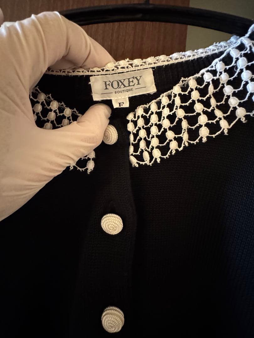 m*e様 FOXEY ブラック 綿100%ニットカーディガン Fサイズ