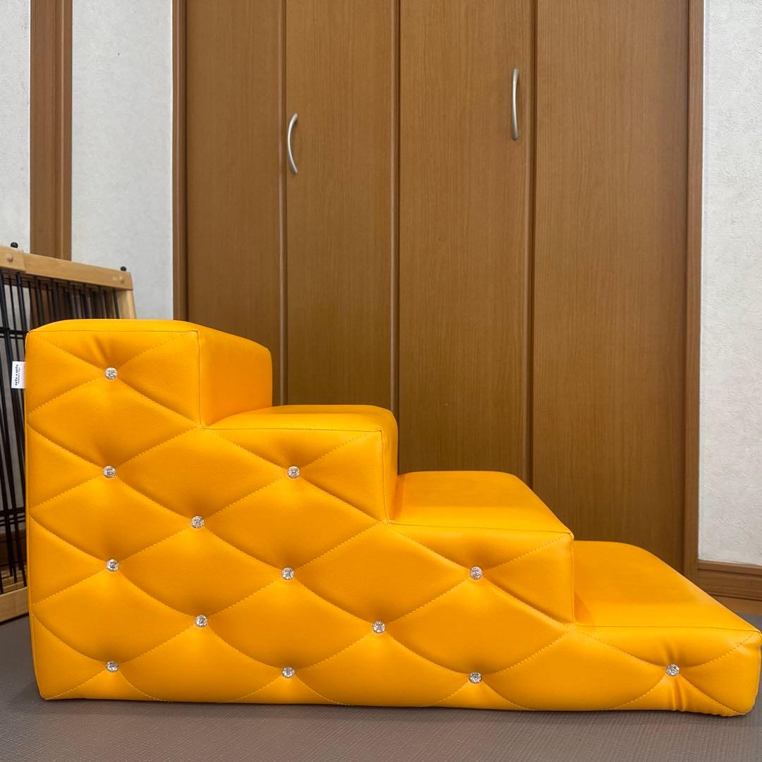 ラグジュアリー ドッグステップ 4段 スワロフスキー オレンジ