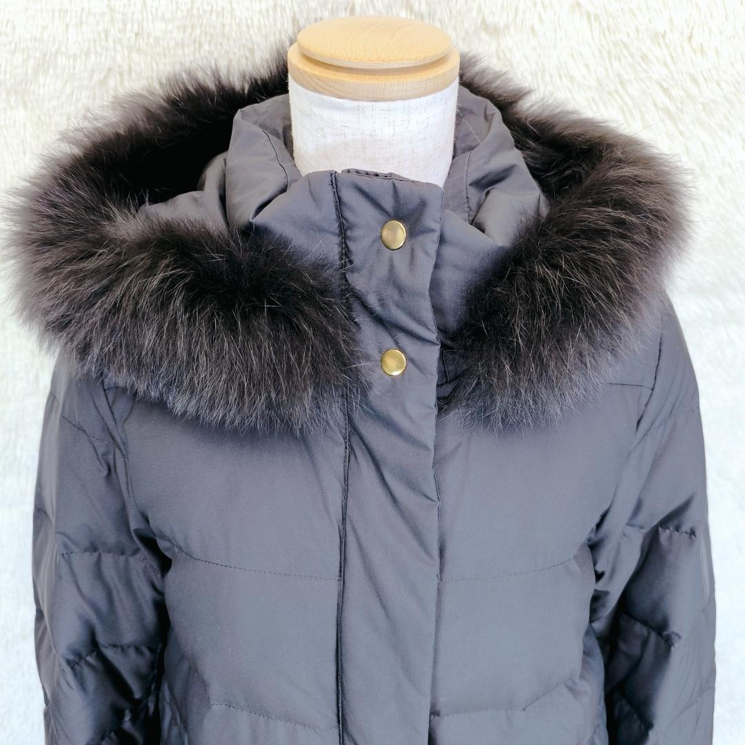 【極美品】IENA　イエナ　タフタ　ダウン　ロング　コート　フォックスファー　黒