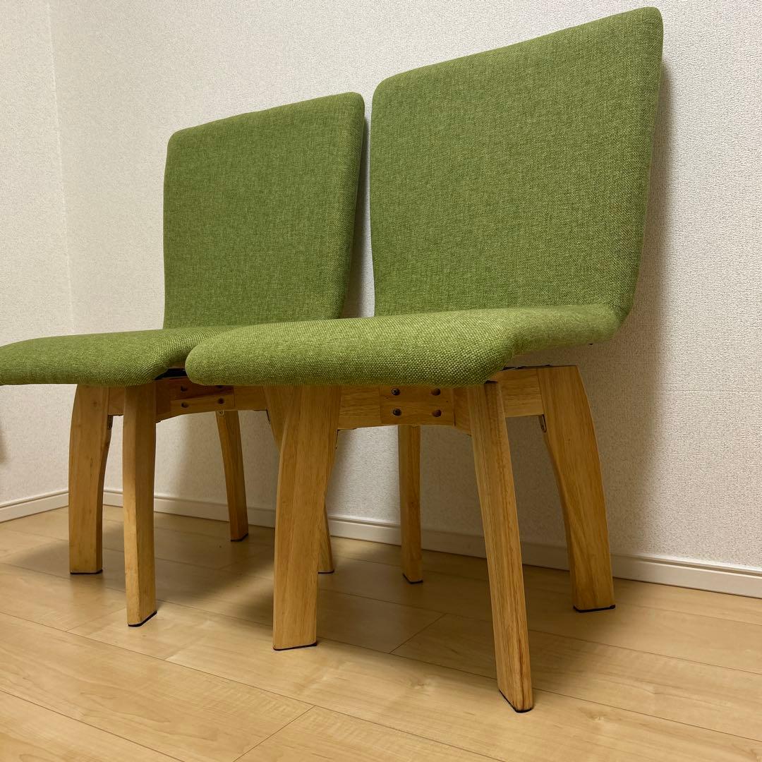 （美品）回転式ダイニングチェア 1脚 グリーン ナチュラル ※4脚まで購入可能