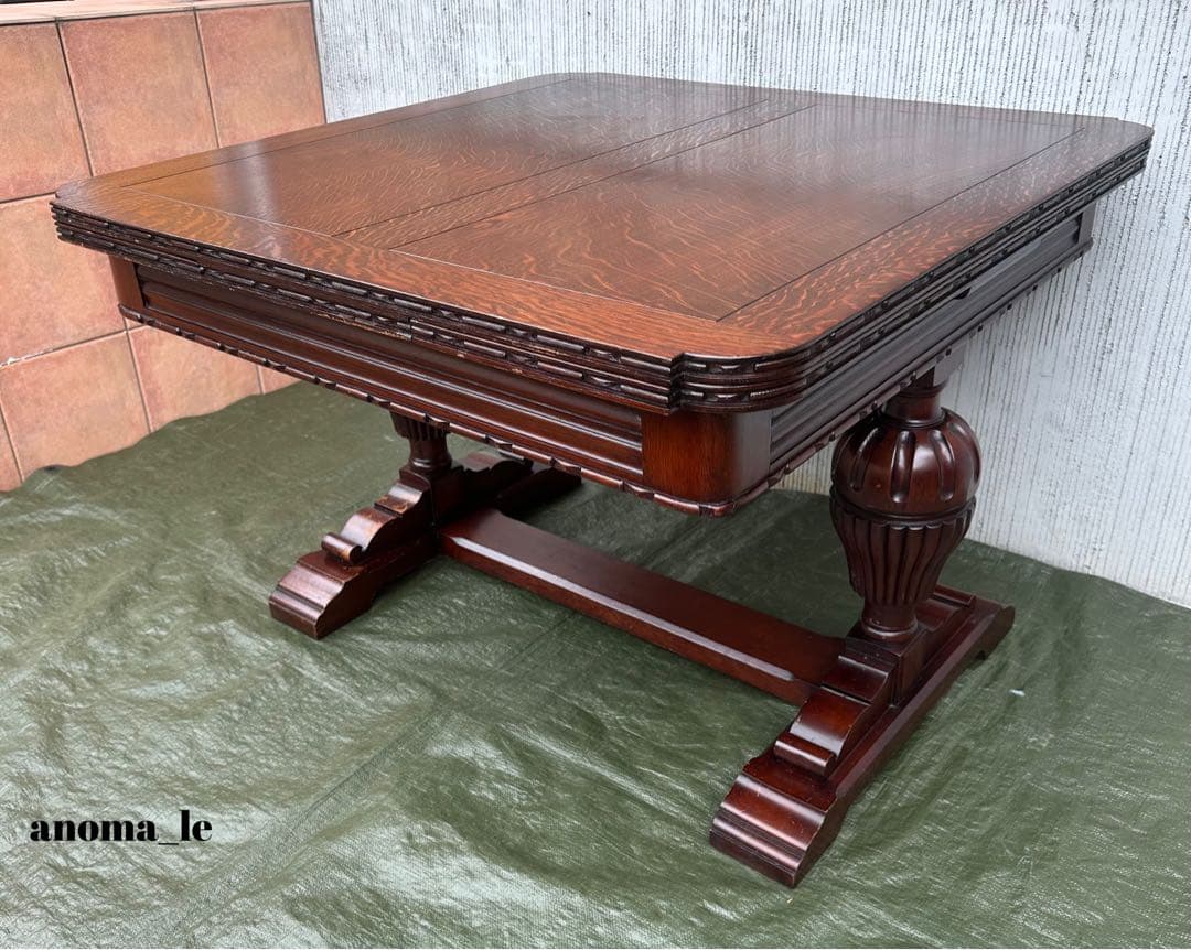 【ダイニングテーブル】ブルボーズレッグ　ドローリーフテーブル　伸長式