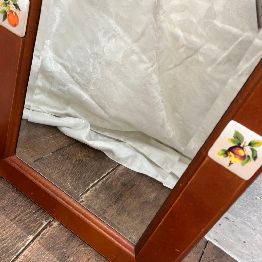 北欧レトロ タイル張り 果物 フルーツ 木製壁掛け鏡 ウォールミラー