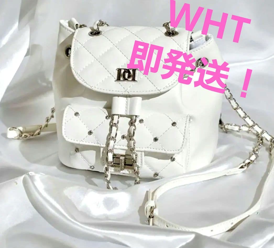 Darich ダーリッチ　キルティングビジューミニリュック　ホワイト　WHT