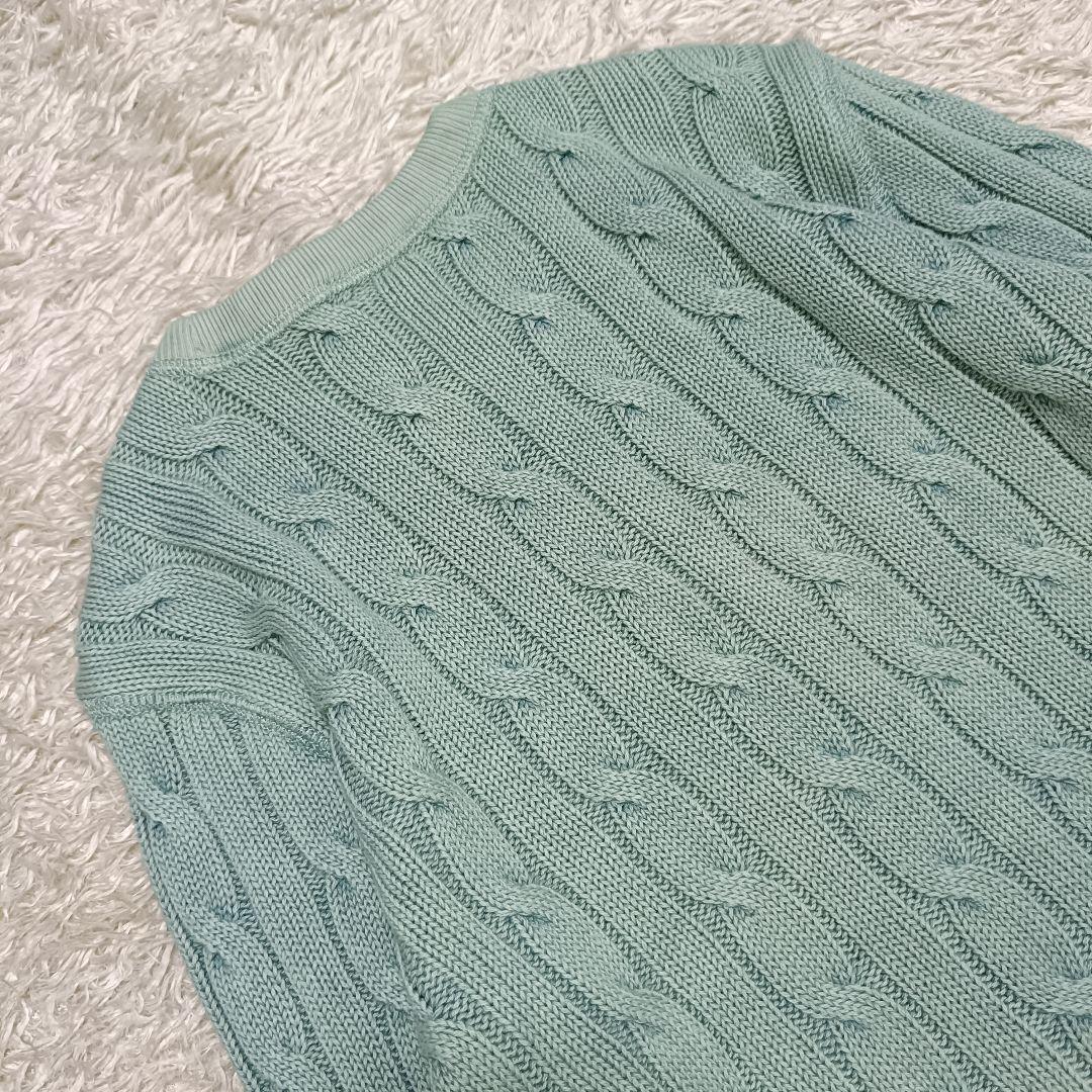 【希少カラー】ラルフローレン コットンケーブルニット 色落ち加工 くすみグリーン