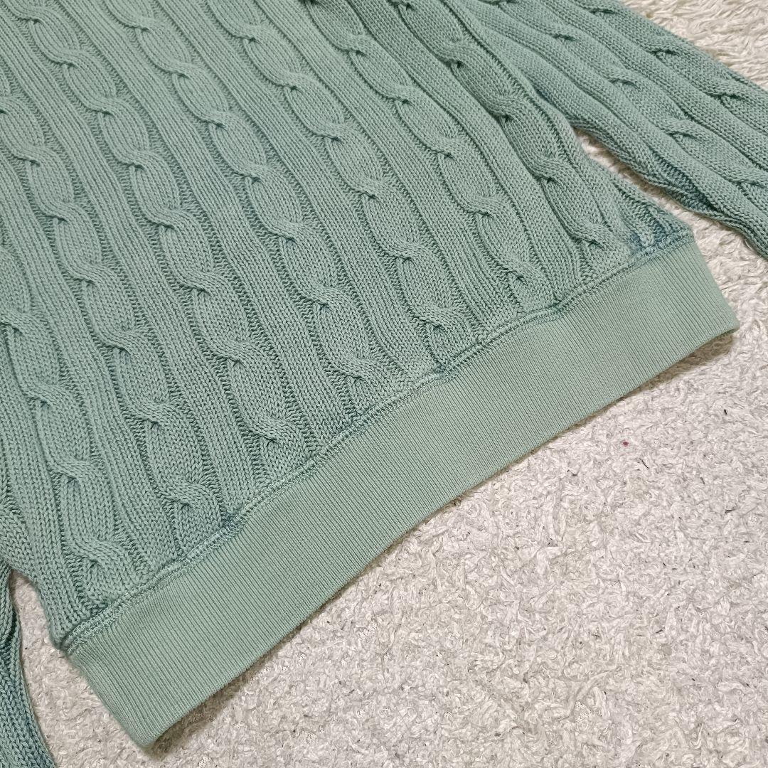 【希少カラー】ラルフローレン コットンケーブルニット 色落ち加工 くすみグリーン