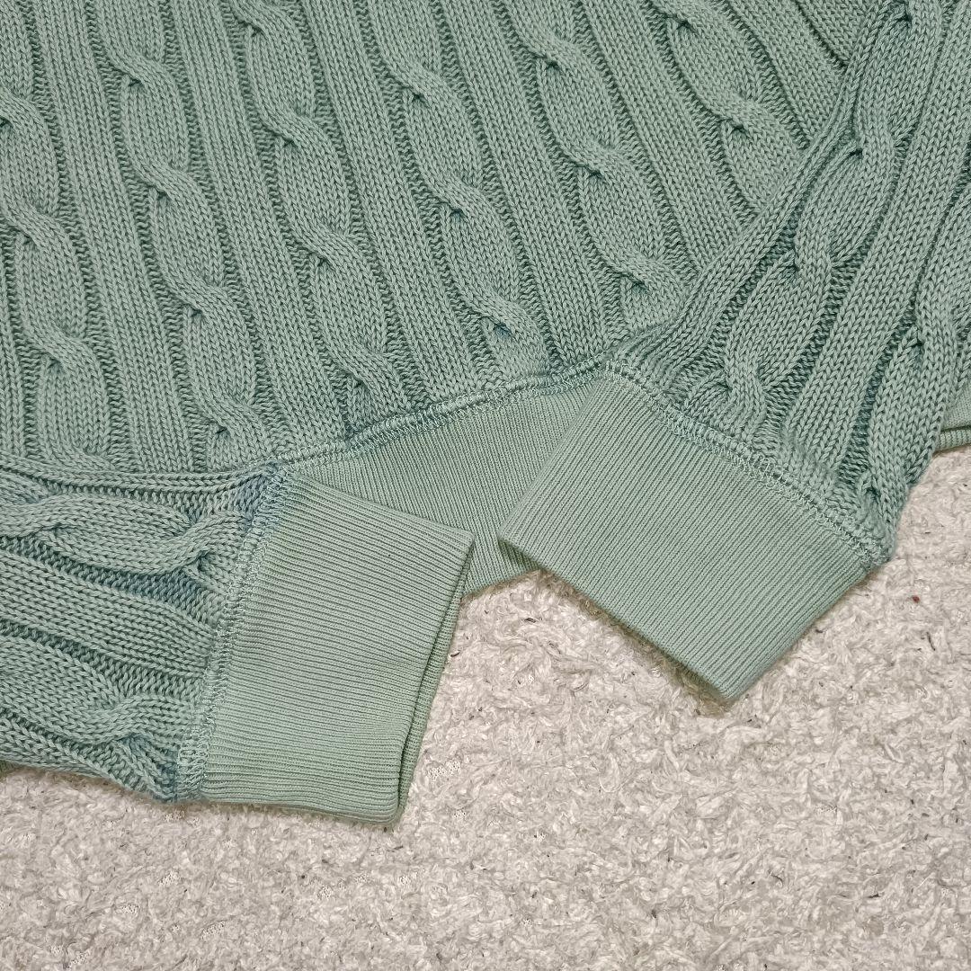 【希少カラー】ラルフローレン コットンケーブルニット 色落ち加工 くすみグリーン