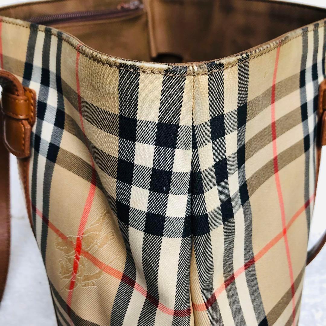バーバリー ノバチェックトートバッグ レザー A4サイズ収納可 シャドーホース