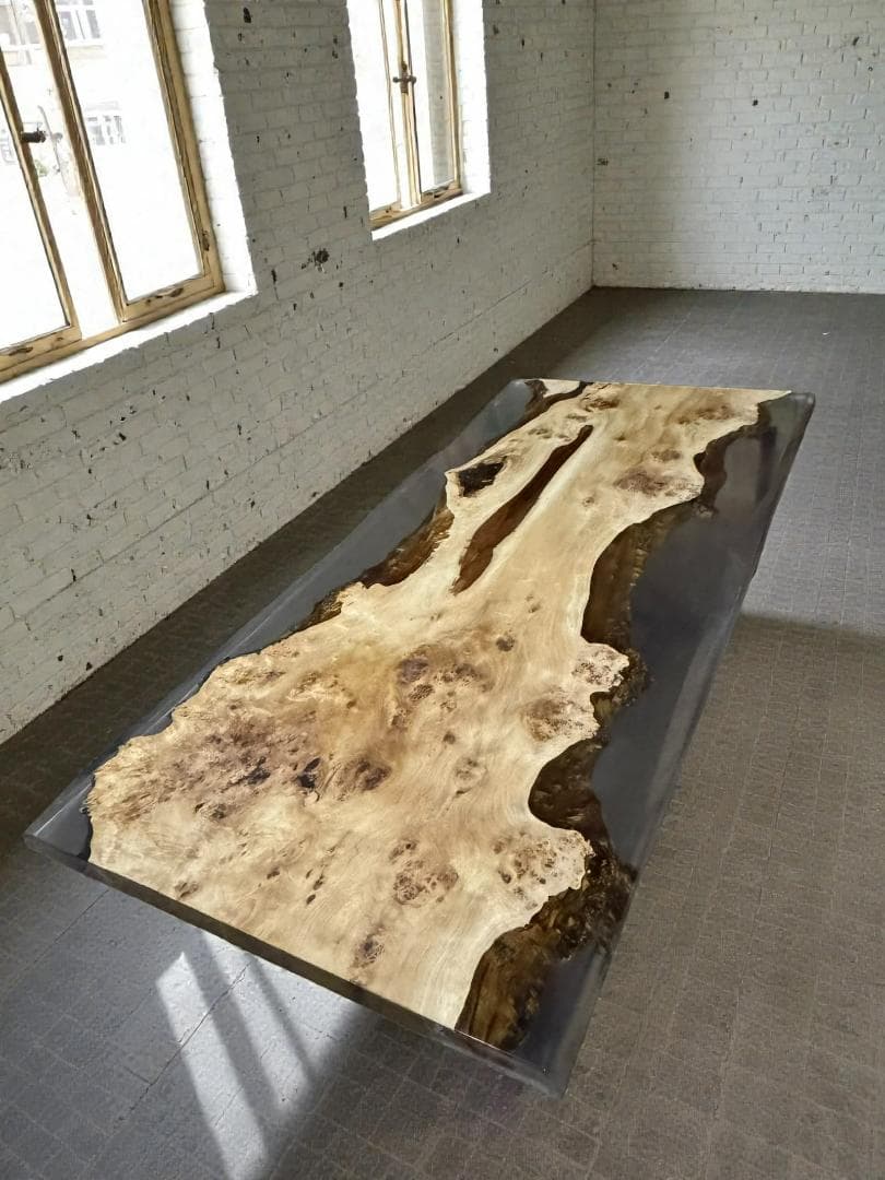 ポプラ瘤 × クリアレジン 一枚板テーブル 1800mm｜ダイニングテーブル