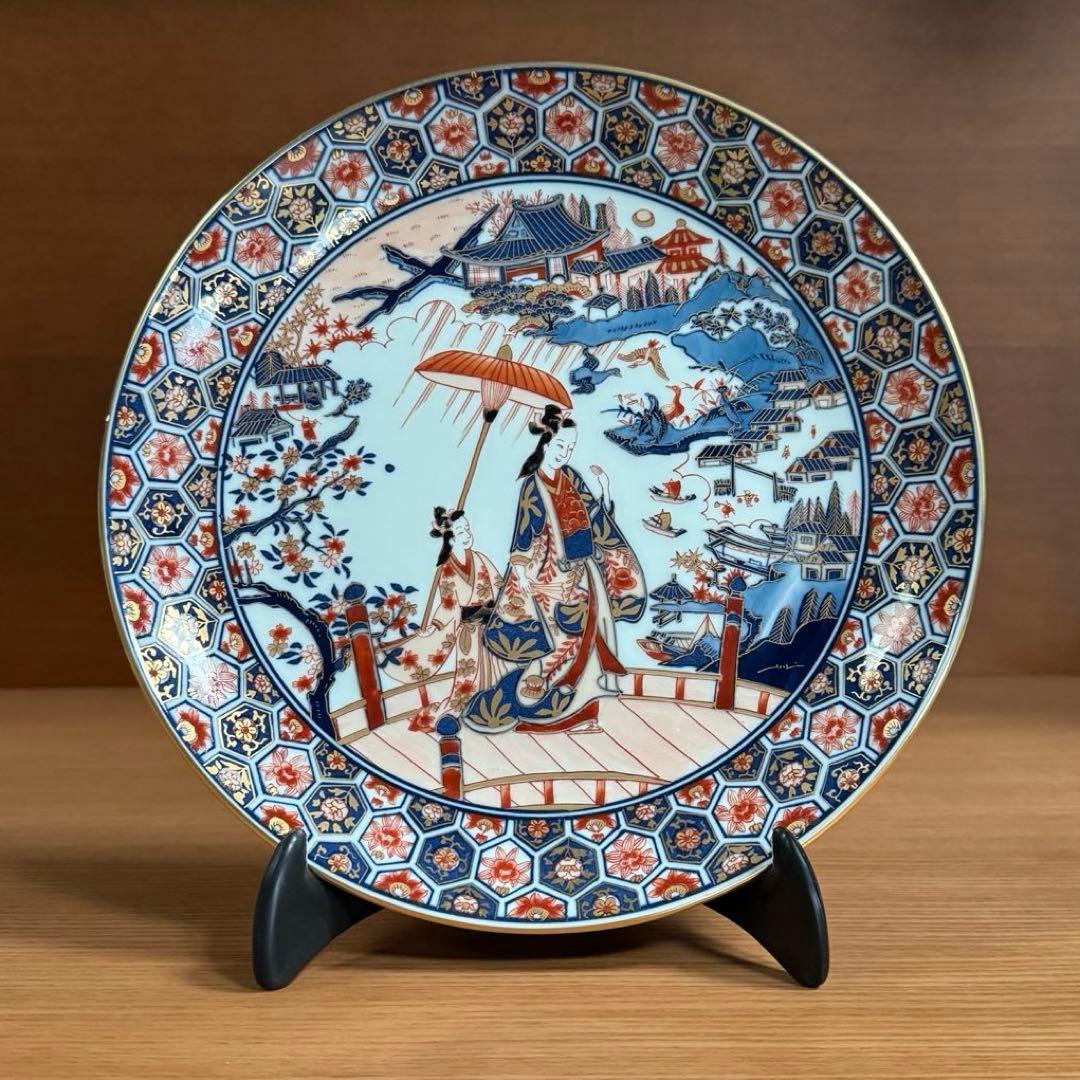 有田焼 弥左ヱ門 近江八景図 8寸皿☆