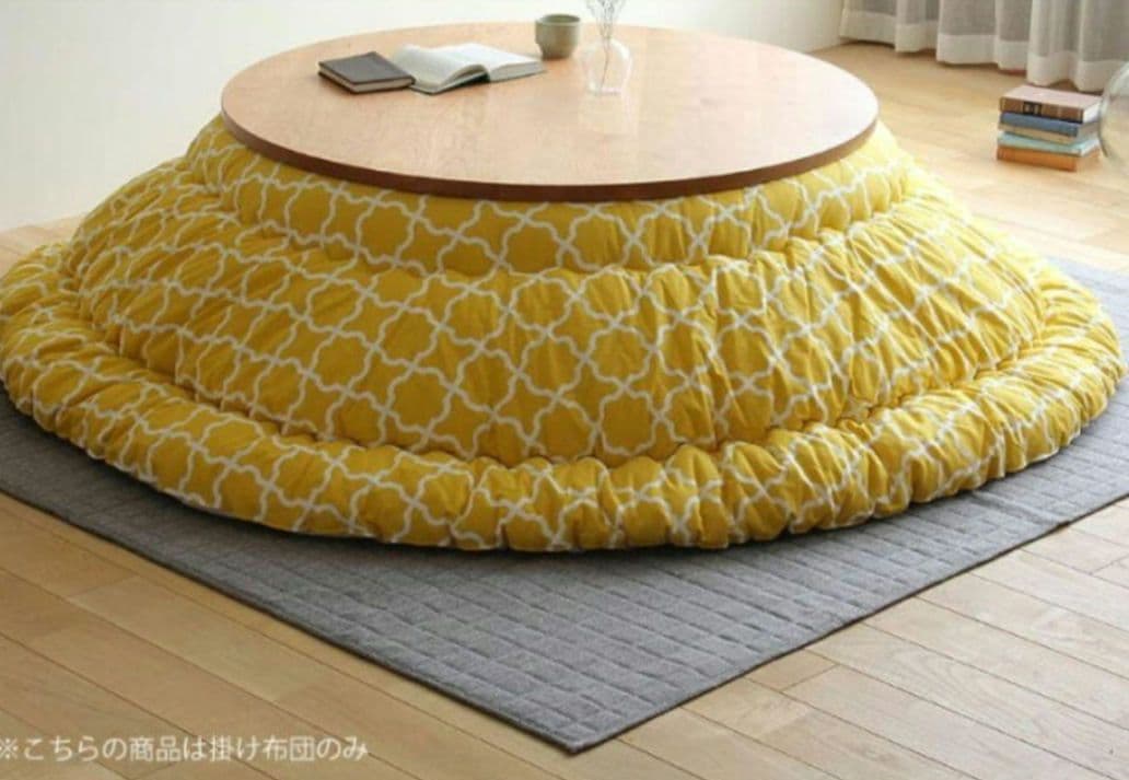 モロッカン柄*245cm*こたつ布団*イエロー*丸型