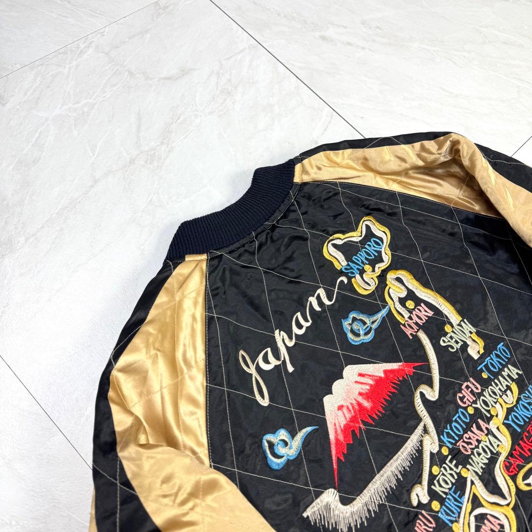 美品 テーラー東洋 別珍 スカジャン ベロア 蛇髑髏 ドクロ 昇龍 M ネイビー