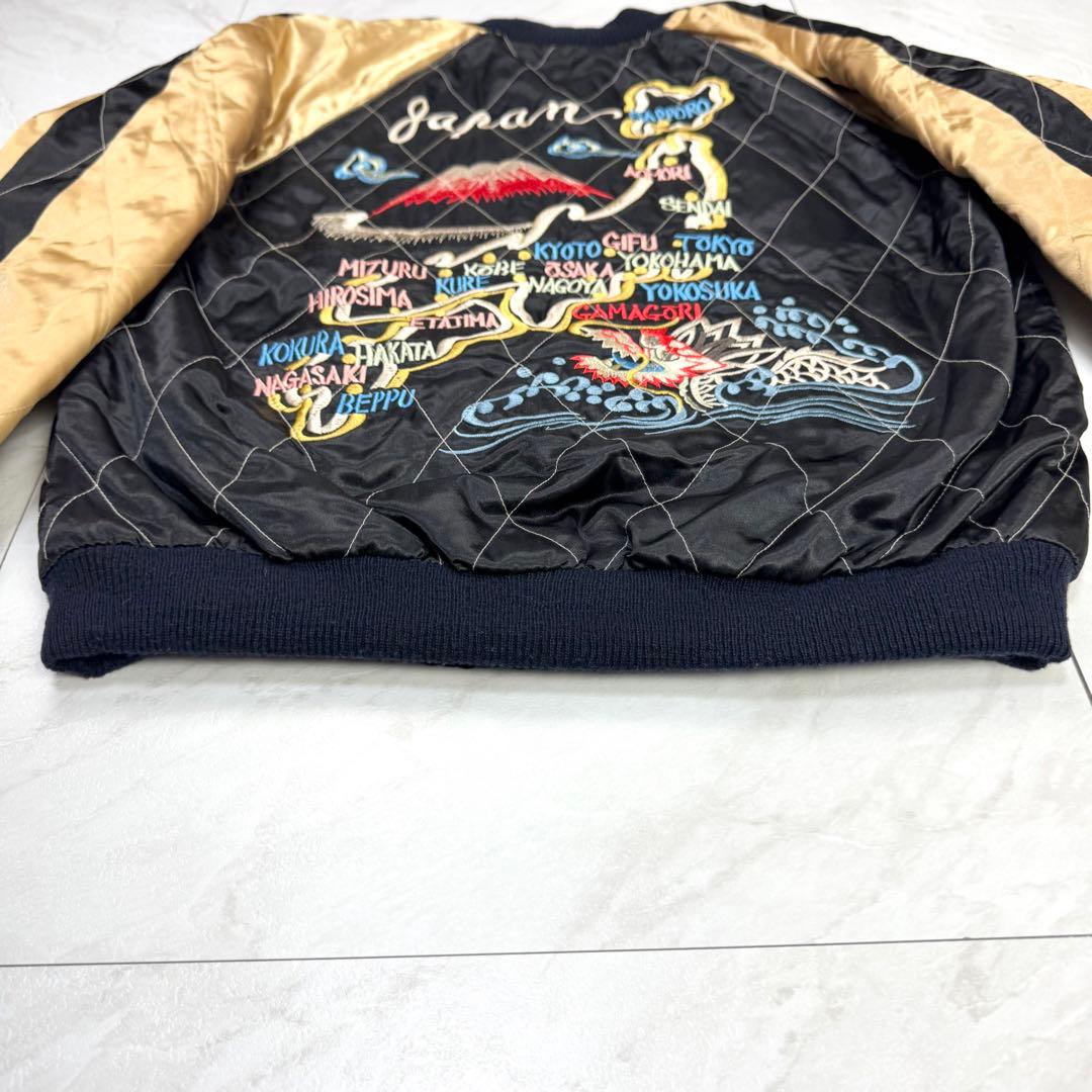 美品 テーラー東洋 別珍 スカジャン ベロア 蛇髑髏 ドクロ 昇龍 M ネイビー