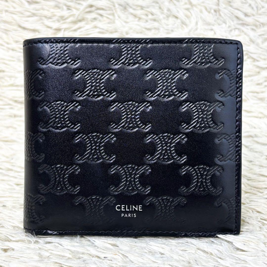 【極美品】セリーヌ バイフォールドウォレット トリオンフ ブラック 二つ折り