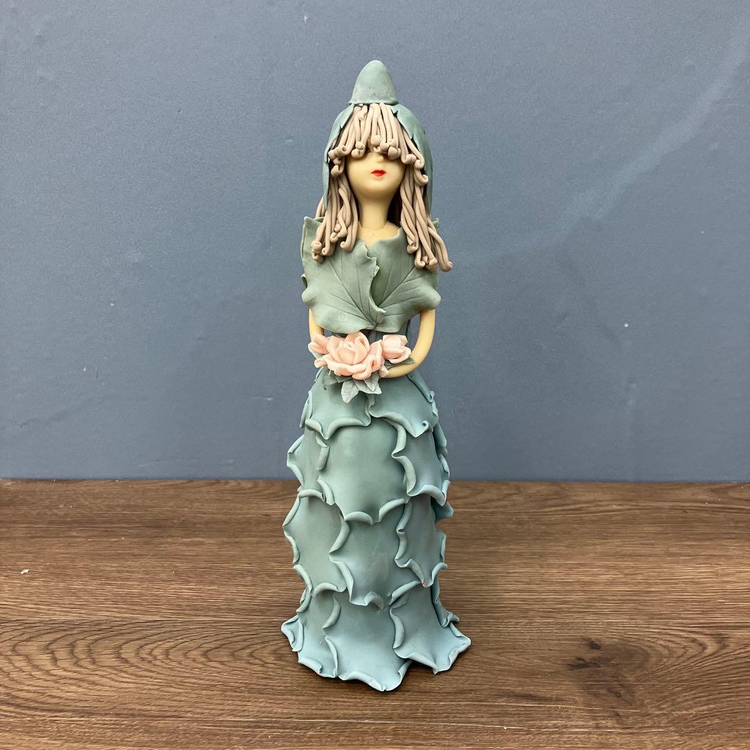 E-壁 昭和レトロ クレイアート 妖精のフィギュア 置物 ハンドメイド