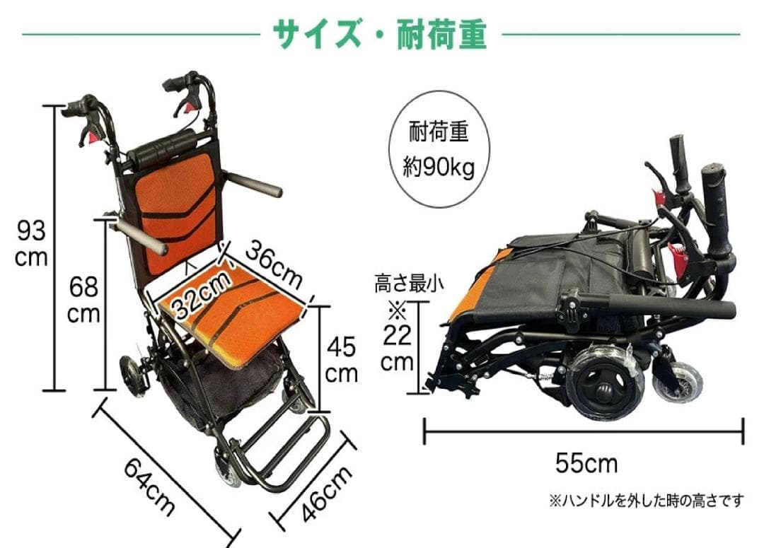 送料無料 軽量コンパクトな折り畳み車椅子 NICEWAY7 介助ブレーキ付き