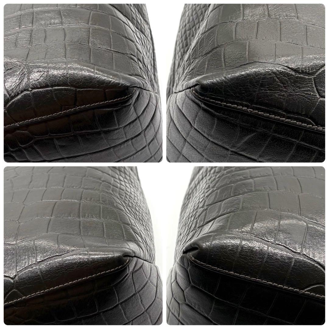 【美品】ユナイテッドアローズ トートバッグ クロコ型押し A4可 肩掛け グレー